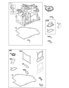 Cylinder Group Diagram and Parts List for 100802-0222-H5 100000 - 19Z999 Briggs and Stratton Engine